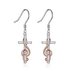 Musikalische Note Kreuz Ohrringe für Frauen Sterling Silber Konformation Schmuck Geschenke für Frauen Mädchen von YAFEINI