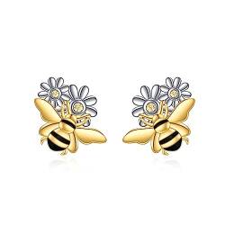 Ohrringe Biene Damen 925 Sterling Silber Gänseblümchen Ohrstecker Biene Geschenk Schmuck für Mädchen von YAFEINI