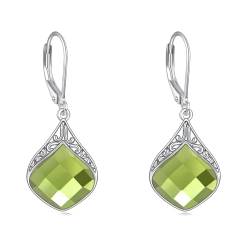 Peridot Tropfen Ohrringe aus Sterling Silber Grüner Kristall Tropfenförmige Ohrringe Filigraner Irischer Schmuck Weihnachts Geschenke für Damen und Mädchen von YAFEINI