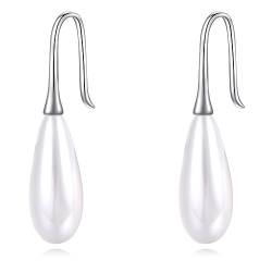 Perle Threader Ohrringe Sterling Silber Lange Piercing Perle Quaste Tropfen Dangle Ohrhänger Schmuck für Damen Teen Mädchen von YAFEINI