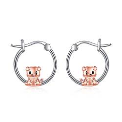 Schwein Creolen Ohrringe für Damen 925 Sterling Silber Tier Schwein Ohrringe Schmuck Geschenke für Mädchen (Schwein 2) von YAFEINI