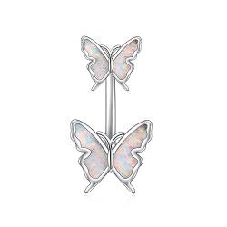 YAFEINI 14G Schmetterling Bauchnabel Ringe Sterling Silber Schmetterling Body Piercing Schmuck Geschenke für Damen Mädchen von YAFEINI