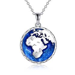 YAFEINI Afrikanische Karte Anhänger Halskette 925 Sterling Silber Auge des Horus Afrikanische Karte Halskette für Männer Frauen von YAFEINI