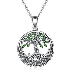 YAFEINI Baum des Lebens Halskette 925 Sterling Silber Keltischer Knoten Grüner Baum des Lebens Anhänger Halskette für Damen Schmuck von YAFEINI