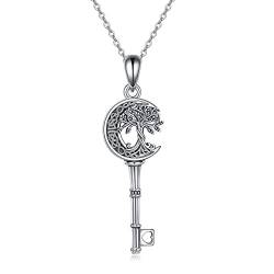 YAFEINI Baum des Lebens Halskette S925 Sterling Silber Kristall Baum des Lebens Anhänger Halskette Keltischer Knoten Baum des Lebens Schmuck für Frauen Geschenke von YAFEINI