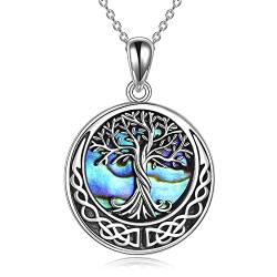 YAFEINI Baum des Lebens Halskette S925 Sterling Silber Kristall Baum des Lebens Anhänger Halskette Keltischer Knoten Baum des Lebens Schmuck für Frauen Geschenke von YAFEINI