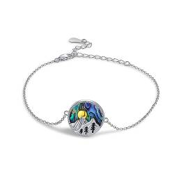 YAFEINI Berg Armband Sterling Silber Abalone Shell Berg Armband Natur Schmuck Geschenk für Skifahrer, Wanderer, Camper, Kletterer und Naturliebhaber von YAFEINI