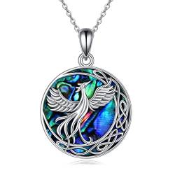 YAFEINI Celtic Phoenix Schmuck Geschenke Sterling Silber Moon Phoenix Halskette Abalone Shell Nirvana of Phoenix Anhänger für Damen Mädchen Schmuck von YAFEINI