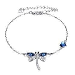 YAFEINI Dragonfly Armband Sterling Silber Herz Dragonfly Kristall Armbänder Dragonfly Schmuck für Frauen Mädchen Geschenke von YAFEINI