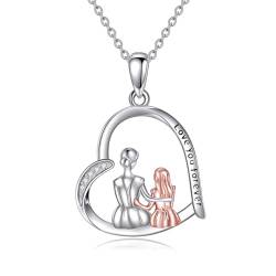 YAFEINI Geschenke für Mama 925 Sterling Silber Mutter und Tochter Halskette Muttertag Kette Geburtstag Anhänger Schmuck für Mama Damen (Mutter und Tochter Halskette 14) von YAFEINI