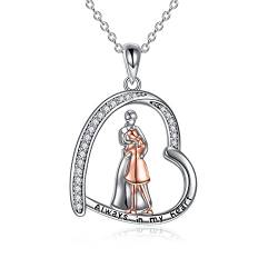 YAFEINI Mutter und Tochter Kette 925 Sterling Silber Mama Herz Halskette Anhänger Halskette Schmuck Geschenke für Mama (Mutter und Tochter Halskette 5) von YAFEINI