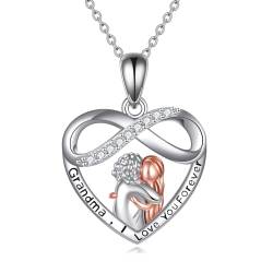 YAFEINI Oma Kette 925 Sterling Silber Beste Oma Geschenke von Enkelin Großmutter Geburtstagsgeschenke Herz Infinity Halskette Muttertag Schmuck Geschenk für Damen (01-oma enkelin kette) von YAFEINI