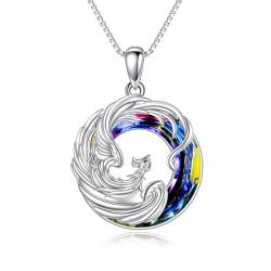 YAFEINI Phönix Halskette für Damen 925 Sterling Silber Phönix Anhänger Kette mit Kristallen Phoenix Schmuck Weihnachten Geburtstag Geschenke (Phönix Kette) von YAFEINI