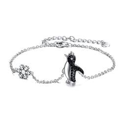 YAFEINI Pinguin-Armband, 925er-Sterlingsilber, Pinguin-Schneeflocken-Armband, Pinguin-Schmuck für Frauen, Grils, Pinguin-Liebhaber-Geschenke von YAFEINI