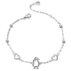 YAFEINI Sterling Silber Pinguin Kette Armbänder Verstellbare Armband Schmuck Geschenke für Damen Mädchen (Pinguin Armbänder) von YAFEINI