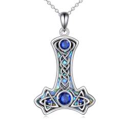 YAFEINI Thor Hammer Halskette 925 Sterling Silber Keltischer Mjölnir Anhänger Kette Nordic Wikinger Schmuck Geschenke für Frauen Herren (Thor Hammer Kette) von YAFEINI