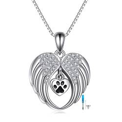YAFEINI Tierurnen für Hunde Urne Katze Halskette für Asche Sterling Silber Herz Pfote Feuerbestattung Schmuck für Asche Gedenkschmuck für Frauen von YAFEINI
