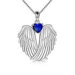 YAFEINI Wings Necklace Sterling Silver Guardian Angel September Birthstone Necklace Wings Pendant Jewelry for Women Girls Gifts (September) von YAFEINI