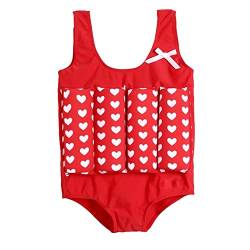 YAGATA Badeanzug mit Schwimmhilfe Mädchen Jungen Float Suit Kinder Badeanzug Baby Maedchen Bojenanzug Schwimmanzug verstellbarem Auftrieb Bademode Bojenbadeanzug, Rot, 80 von YAGATA