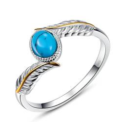 Damen Leaf 925 Sterling Silber Ring Grüner Stein Bohemia Anillos Mujer Ringe von YAHOYA