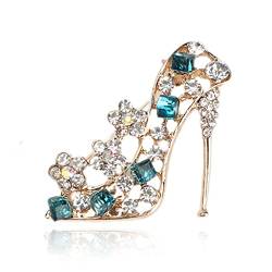 Elegante Frauen Mädchen Luxus Kristall High Heels Schuhe Broschen Strass Emaille Brosche Anstecknadel Kleidung Schmuck von YAHOYA