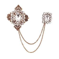 Mode Vintage Barock Kristall Brosche Quaste Kette Perlen Broschen Herren Damen Anzüge Pin Kleidung Accessoires Party Schmuck von YAHOYA