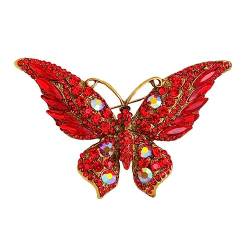 Retro Kristall Strass Schmetterling Brosche Mode Tier Insekt Damen Brosche High-End All-Match Mantel Corsage von YAHOYA