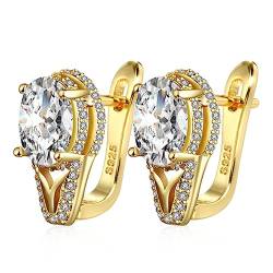 Trendy Geometric CZ Zircon Stud Earrings For Women Gold Color Zirconia Bridal Wedding Earrings Ear Studs Fashion Jewelry von YAHOYA