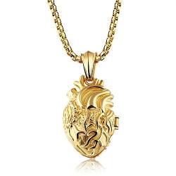 YAHOYA 3D Oxidierte Antik Finish Menschliche Herz Halskette, Edelstahl Männer Anatomische Orgel Herz Anhänger Halskette von YAHOYA