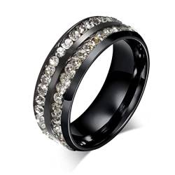 YAHOYA Mode Steine Ring Gold Schwarz Silber Farbe Schmuck Doppelreihige Zirkon Hochzeit Lover Party Edelstahl Ringe von YAHOYA