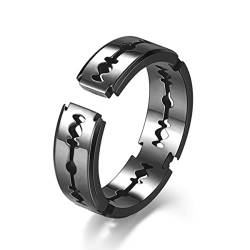 YAHOYA Punk Rasierklinge Ring für Männer Heißer Verkauf Edelstahl Ring Roségold/Schwarz/Silber Farbe Geschenk Schmuck Ring von YAHOYA