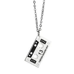 YAHOYA Retro 13 Gründe, warum Kassettenband Silberton Halskette Punk Tape Anhänger Hip Hop Modeschmuck Geschenk für Männer und Frauen von YAHOYA