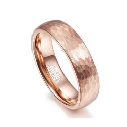 YAHOYA Wolframring 6mm 4mm gehämmert Wolframkarbid Ring gebürstetes Finish Rosé vergoldet Ehering für Männer Frauen von YAHOYA