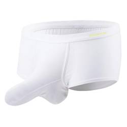 YAHWULAI Herren Boxershorts Unterhosen mit Elefantenrüssel Tasche Bequemes Material luftdurchlässig ohne Etikett 2XL White von YAHWULAI