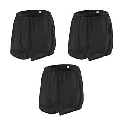 YAHWULAI Herren Vier-Ecken-Unterwäsche Transparent Atmungsaktiv Bequem Sommer L Black 3 Pack von YAHWULAI