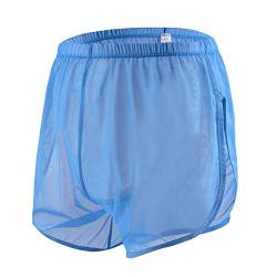 YAHWULAI Herren Vier-Ecken-Unterwäsche Transparent Atmungsaktiv Bequem Sommer XL Blue von YAHWULAI