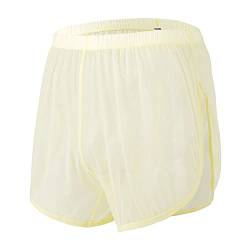 YAHWULAI Herren Vier-Ecken-Unterwäsche Transparent Atmungsaktiv Bequem Sommer XL Yellow von YAHWULAI