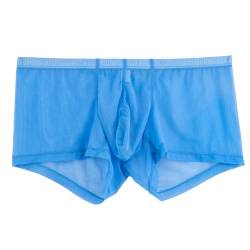 YAHWULAI Mens Sexy Mesh See Through Boxer Slips Unterwäsche Sheer Bulge Enhancing Pouch Transparent Stretch Trunks M Blue von YAHWULAI