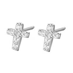 925er Ohrringe Damen, Mit Diamanten Besetzter Kreuz-Ohrstecker, Einfache, Modische, Hochsinnige Frau Mit Glänzenden Ohrringen, Festival-Freundschafts-Mädchen-Paar-Ohrstecker-Schmuckgeschenk von YAIEWNE