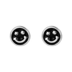 925er Ohrringe Damen, Schwarze Emaille-Smiley-Ohrringe, Schlichte Damen-Ohrringe Mit Tropfglasur, Hochzeit, Verlobung, Mädchen-Ohrstecker, Schmuck-Accessoire von YAIEWNE