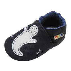 YALION Baby Lauflernschuhe Jungen Weiche Leder Krabbelschuhe Baby Schuhe Weicher Leder mit Wildledersohlen für Jungen und Mädchen,Elastische Knöchel (Fuchs Dunkelgrün,0-6 Monate, S,18-19 EU) von YALION