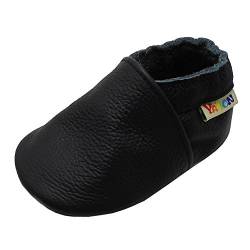 YALION Baby Weiche Leder Lauflernschuhe Junge Krabbelschuhe Mädchen Hausschuhe Lederpuschen Multi-Stile, 22-23 EU, Schwarz von YALION