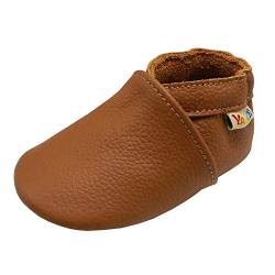 YALION Baby Weiche Leder Lauflernschuhe Junge Krabbelschuhe Mädchen Hausschuhe Lederpuschen Multi-Stile (EU 18/19=S, Hellbraun) von YALION