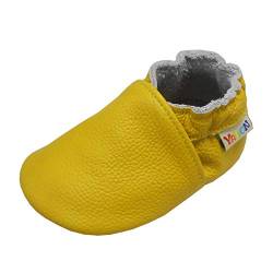 YALION Baby Weicher Leder Lauflernschuhe Krabbelschuhe Babyschuhe Babyhausschuhe(Gelb,EU 18/19=S) von YALION