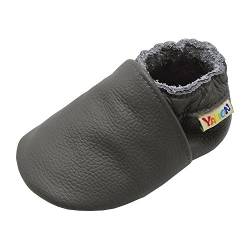 YALION Baby Weicher Leder Lauflernschuhe Krabbelschuhe Babyschuhe Babyhausschuhe(Grau,EU 25/26=XXL) von YALION