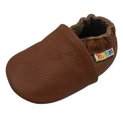 YALION Baby Weicher Leder Lauflernschuhe Krabbelschuhe Babyschuhe Babyhausschuhe (EU 22/23=L, Braun) von YALION