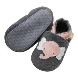 YALION Krabbelschuhe Baby Lauflernschuhe Mädchen Jungen- Wolle Warme Anti-Rutsch Sohle Hausschuhe Babyschuhe(18/19EU, Gray Elefant) von YALION