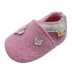 YALION Krabbelschuhe Baby Lauflernschuhe Mädchen Jungen- Wolle Warme Anti-Rutsch Sohle Hausschuhe Babyschuhe(24/25EU, Pink Flowers) von YALION