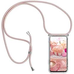 YAMCCCSE Handykette Handyhülle für Xiaomi Redmi Note 12s 4G mit Band - Transparent Handy-Kette Handy Hülle mit Kordel zum Umhängen Handyanhänger Halsband Lanyard Case - Roségold von YAMCCCSE