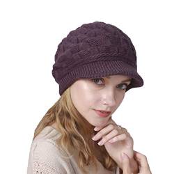 YAMEE Damen Winter Strickmütze Beanie Damen Wollmütze Warm Baskenmütze Gerippte Kappe Damen Winter Hüte von YAMEE